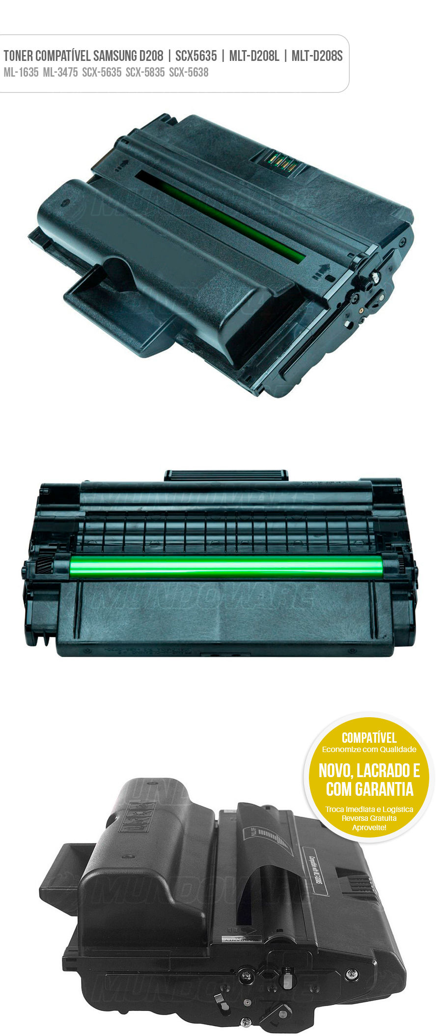 Toner Compatível D208 208L para Samsung SCX-5635 SCX-5835 | Mundoware